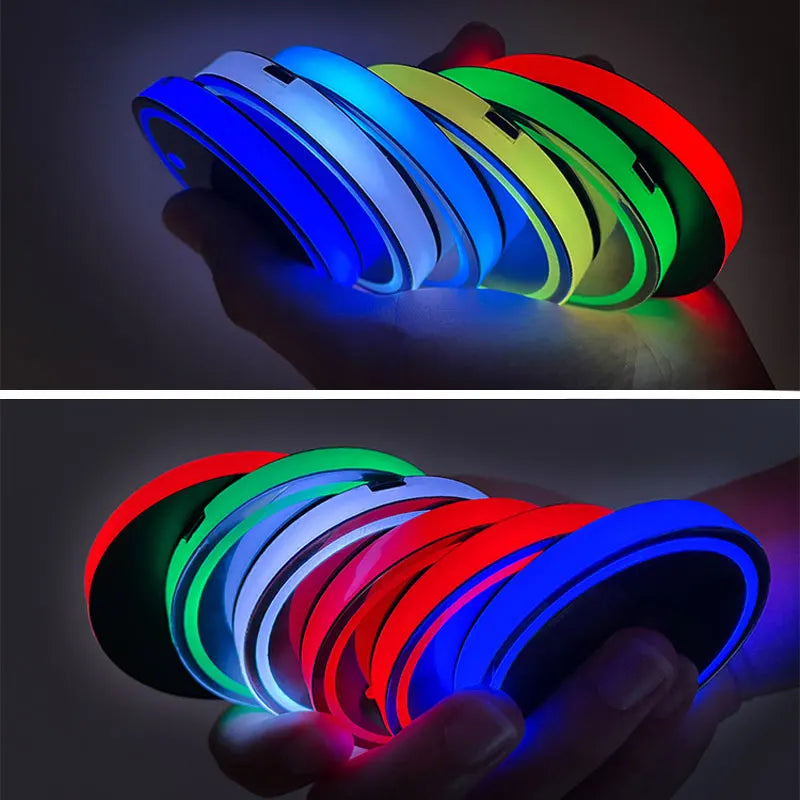 أضواء LED RGB لحامل أكواب السيارة - قواعد أكواب محيطية قابلة لإعادة الشحن بـ 7 ألوان 🚗✨