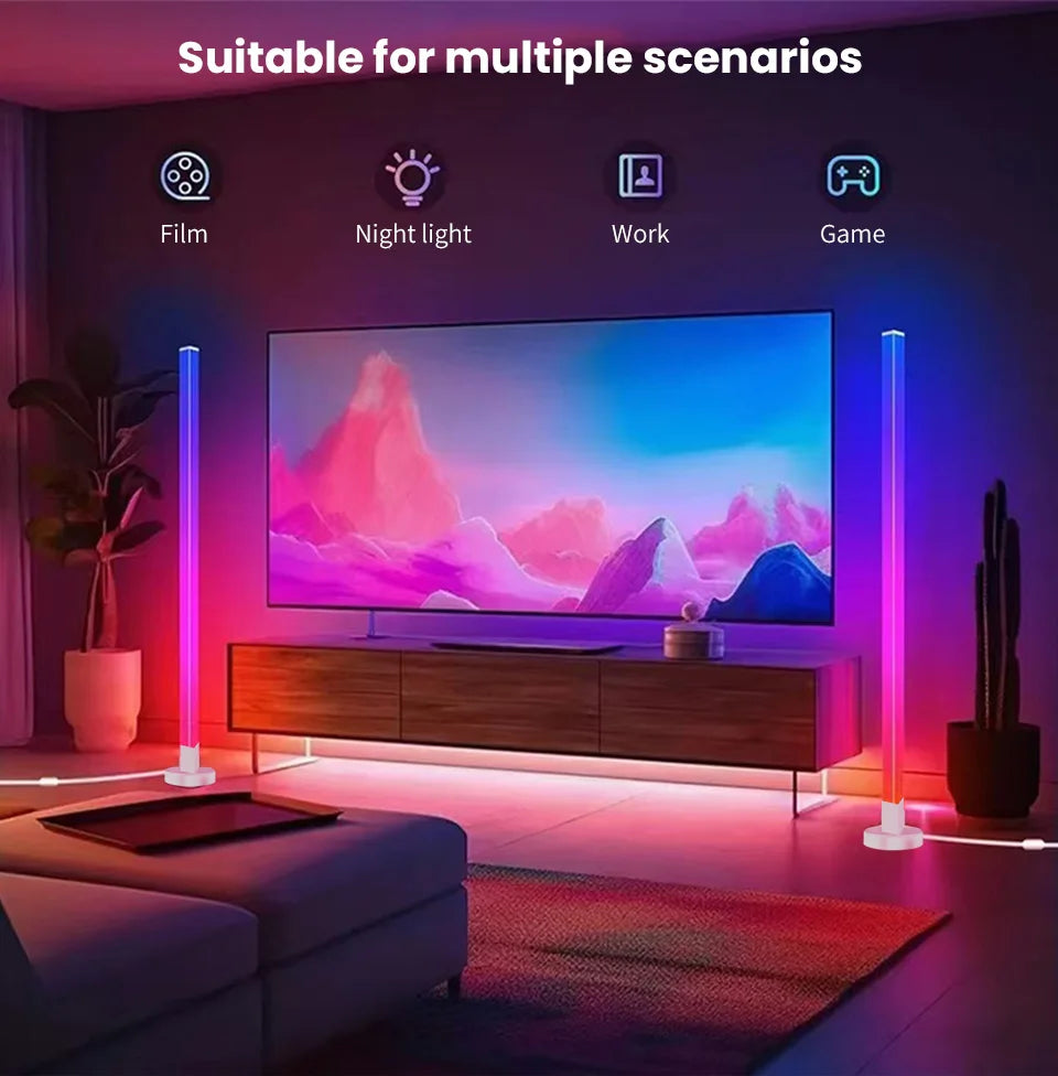 مصباح أرضي زاوية ذكي RGB - إضاءة مزاجية LED حديثة يتم التحكم فيها عبر التطبيق للألعاب وغرفة النوم 🌈✨