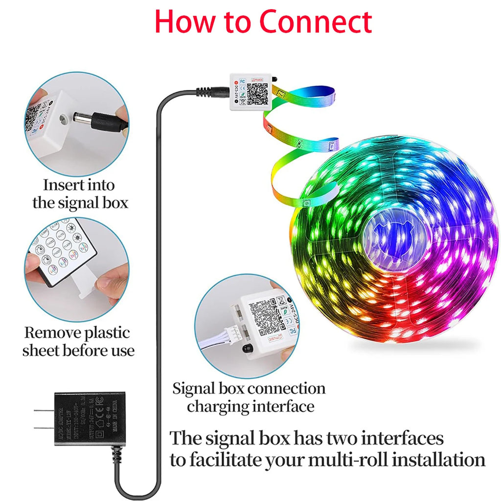 شرائط إضاءة ليد RGB متزامنة مع الموسيقى – إضاءة ذكية لخلق أجواء مميزة في الغرفة