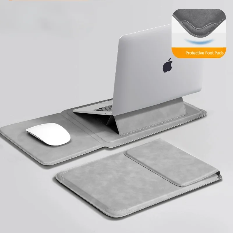 Premium Laptop Sleeve Case with Stand | PU Leather Notebook Bag for MacBook, Huawei, Dell & HP | 13-16 Inch