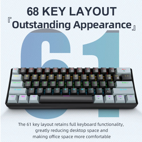 APAYADO K61 Mechanical Gaming Keyboard │ 61-Key RGB Wired Keyboard