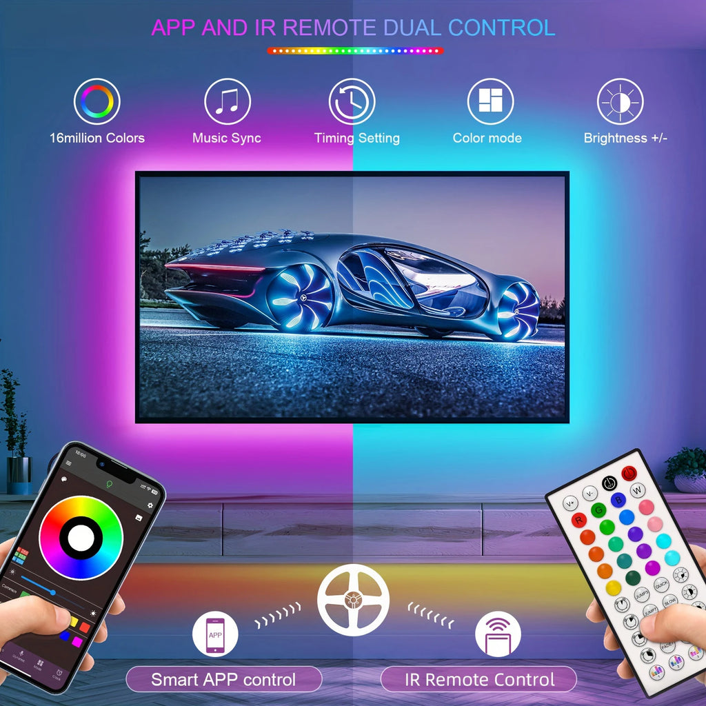 شرائط إضاءة ليد RGB متزامنة مع الموسيقى – إضاءة ذكية لخلق أجواء مميزة في الغرفة