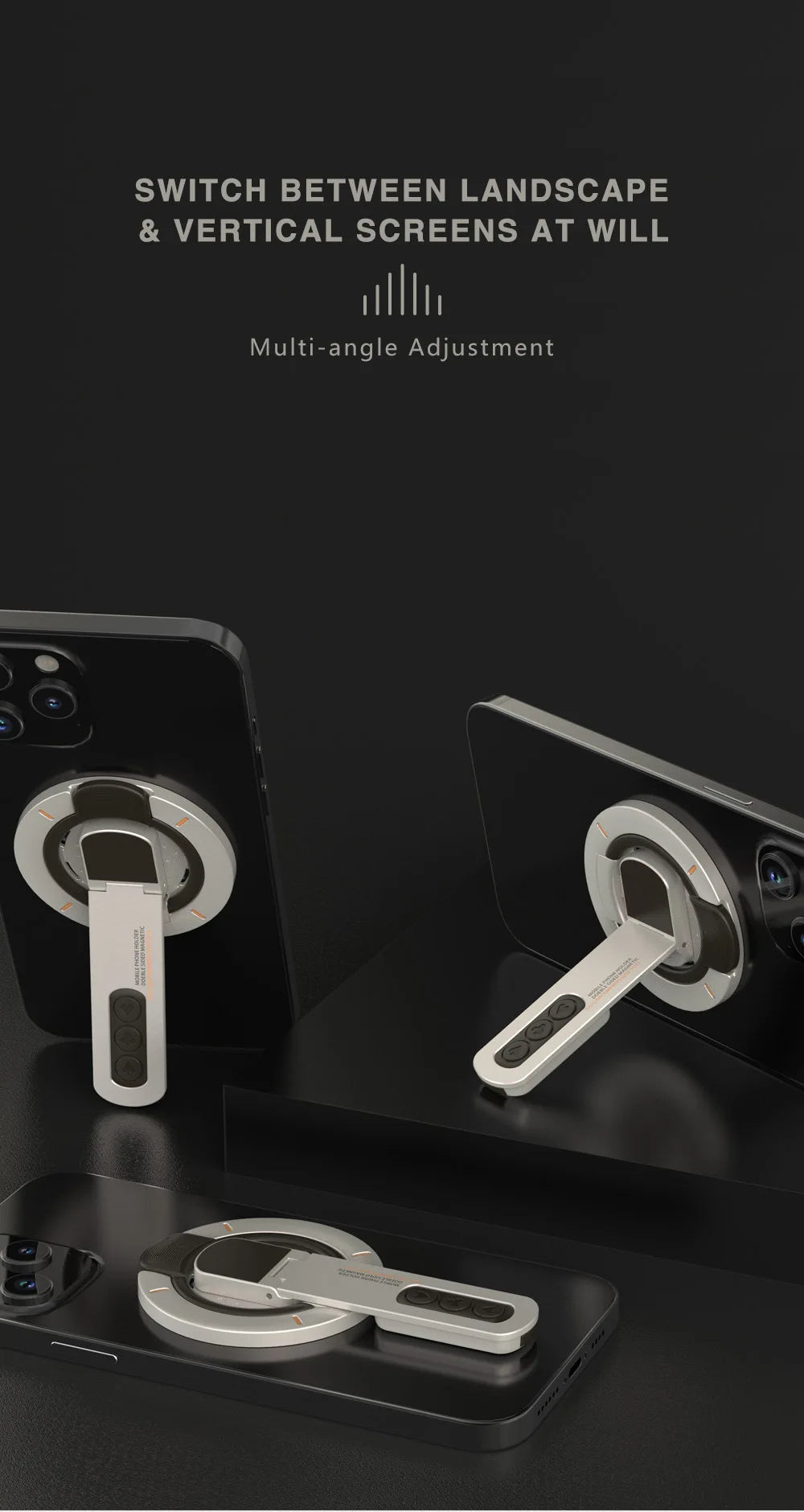 حامل حلقة مغناطيسي 3 في 1 للأصابع | مسند هاتف MagSafe دوار