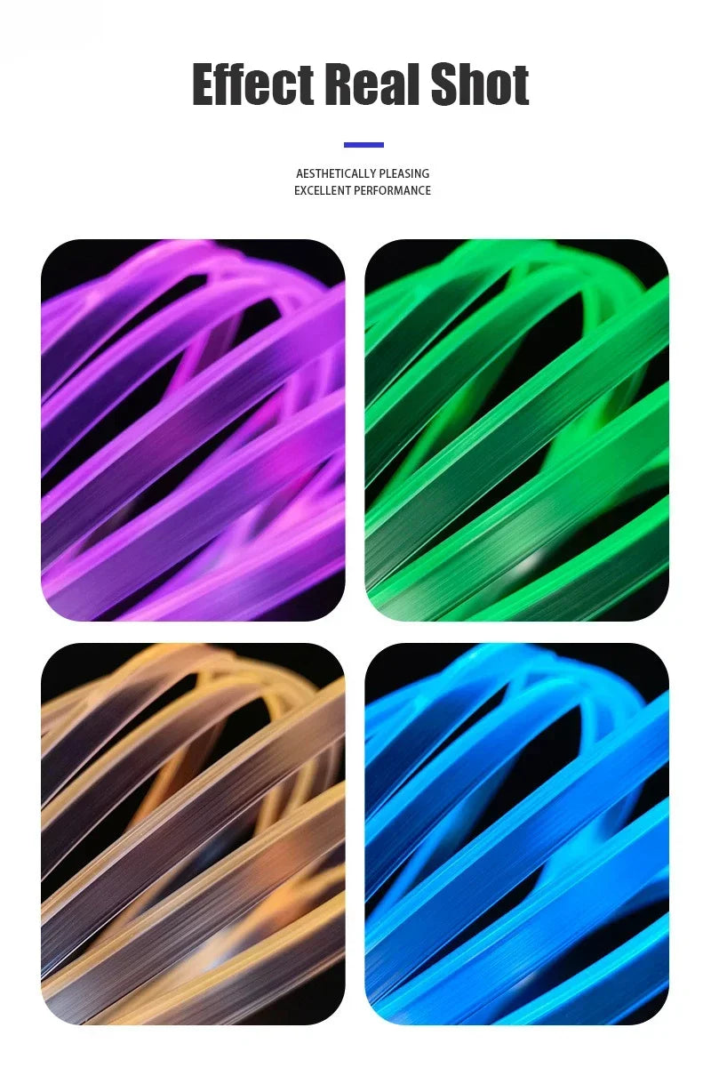 أضواء داخلية للسيارة من الألياف الضوئية RGB – إضاءة محيطية بزاوية 360 درجة مع تحكم عبر التطبيق