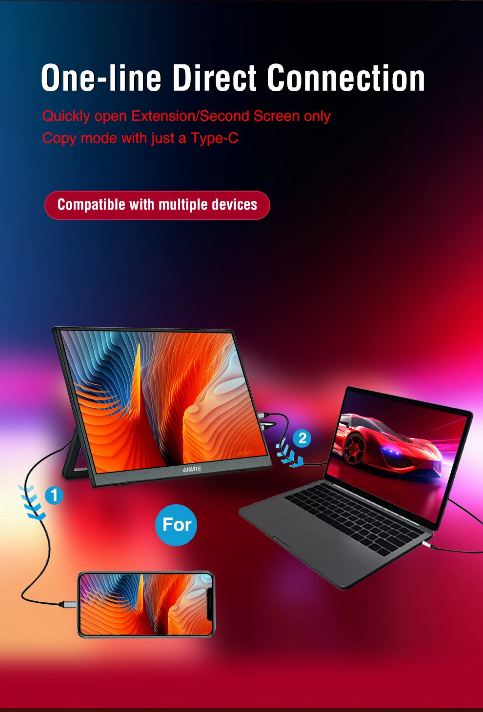 شاشة لمس محمولة بحجم 14 بوصة | 1920×1200 IPS HDR10 USB-C HDMI شاشة ألعاب 💻