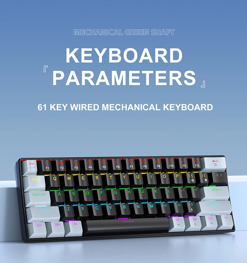 APAYADO K61 Mechanical Gaming Keyboard │ 61-Key RGB Wired Keyboard