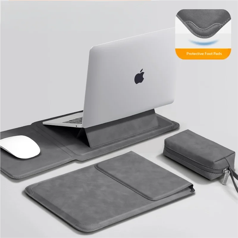 Premium Laptop Sleeve Case with Stand | PU Leather Notebook Bag for MacBook, Huawei, Dell & HP | 13-16 Inch