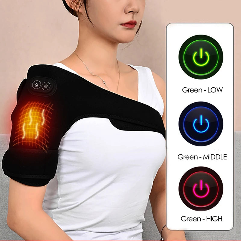 USB Heated Shoulder Brace | Smart Vibration Massage Support
