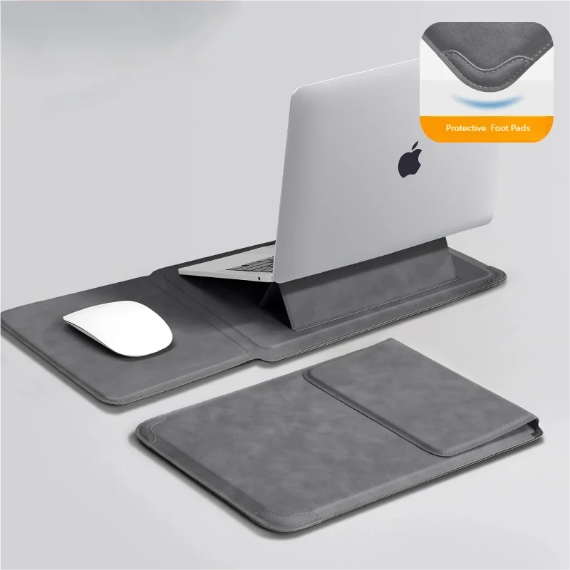 Premium Laptop Sleeve Case with Stand | PU Leather Notebook Bag for MacBook, Huawei, Dell & HP | 13-16 Inch