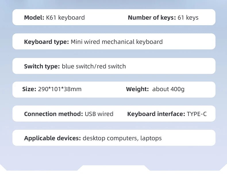 APAYADO K61 Mechanical Gaming Keyboard │ 61-Key RGB Wired Keyboard