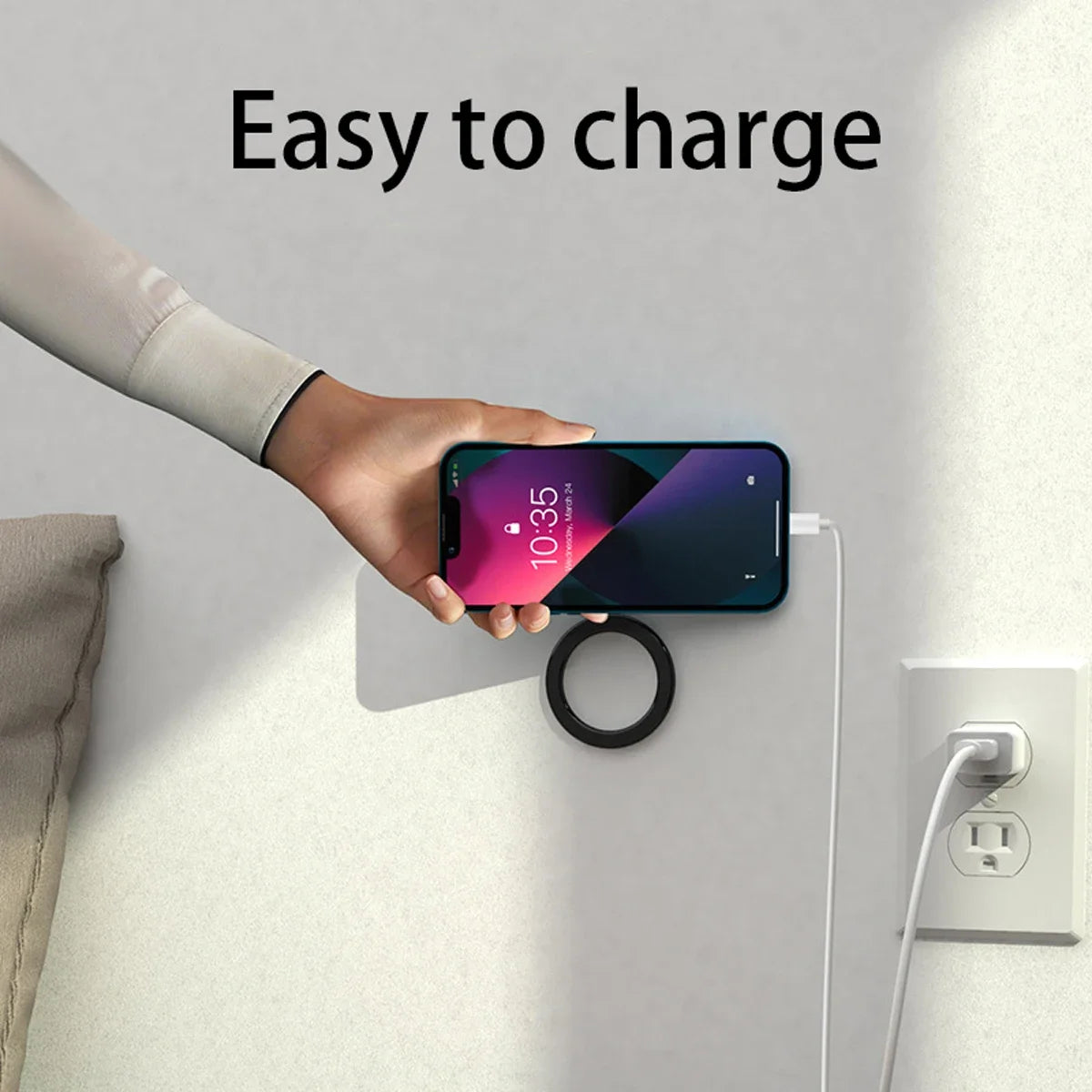 حامل هاتف بحلقة مغناطيسية │ حامل MagSafe جداري عالمي │ حامل هاتف مغناطيسي