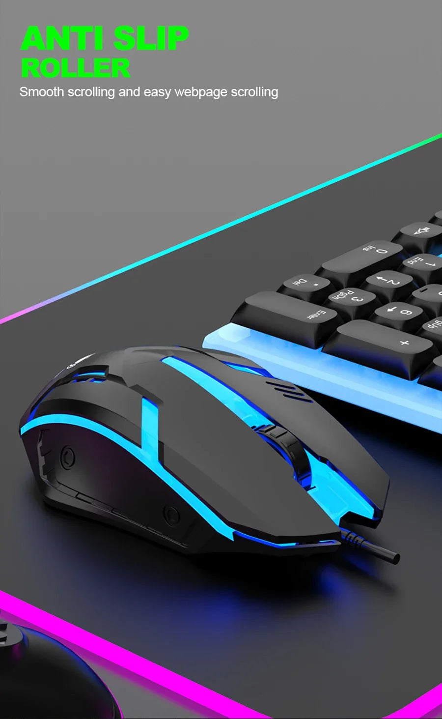 مجموعة لوحة مفاتيح وماوس للألعاب NG GTX350 | مجموعة ألعاب بإضاءة RGB LED