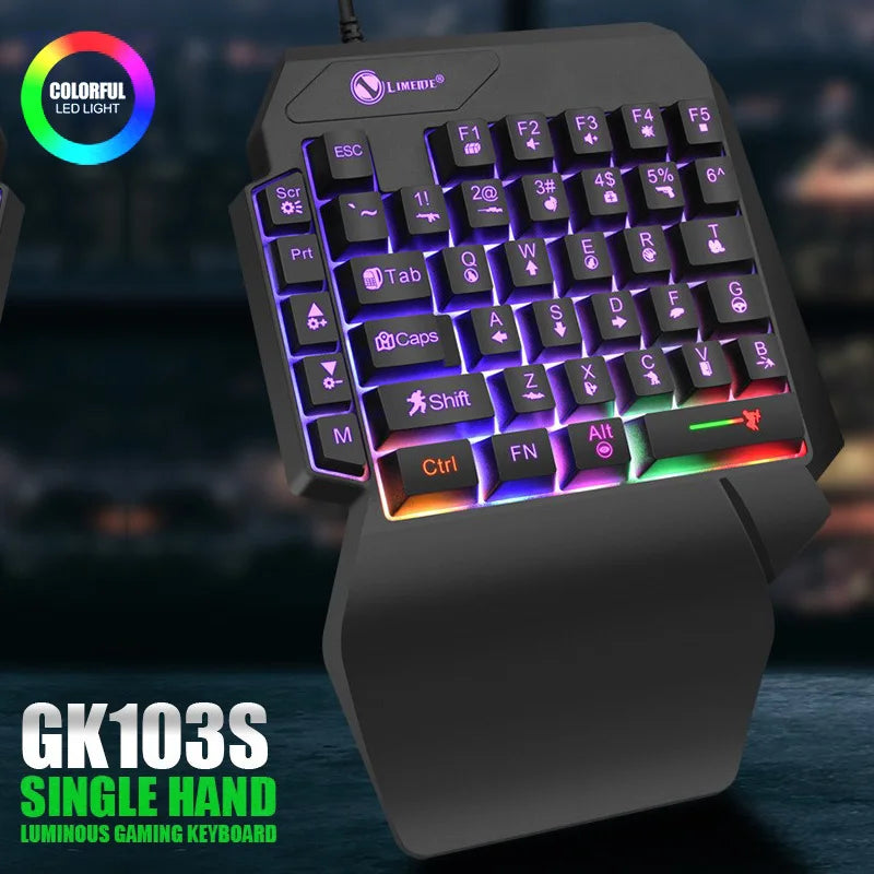 لوحة مفاتيح الألعاب أحادية اليد RGB من تيوسير │ لوحة مفاتيح سلكية صغيرة بمنفذ USB