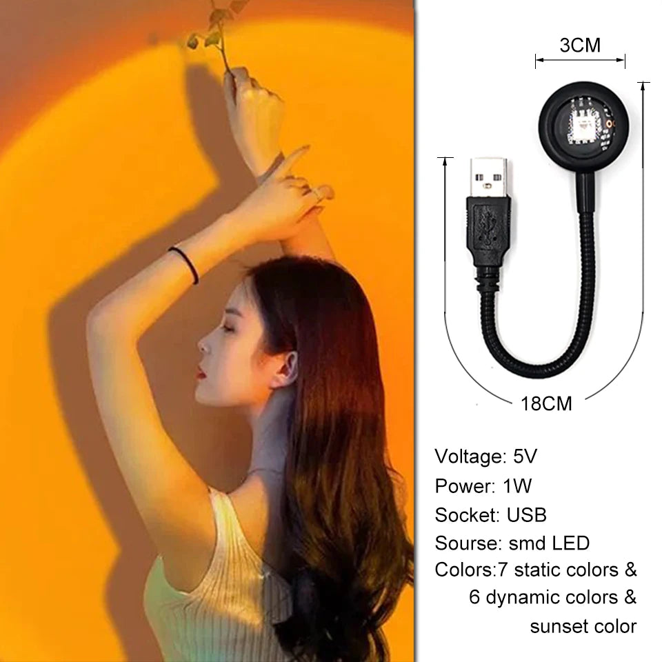 مصباح إسقاط الغروب USB لإضاءة الغرفة الجمالية