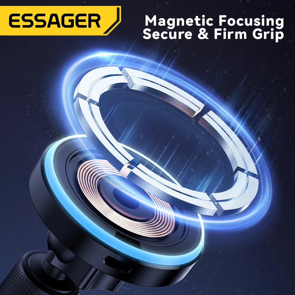 شاحن سيارة لاسلكي مغناطيسي بقوة 15 واط │ حامل هاتف MagSafe │ حامل شحن LED