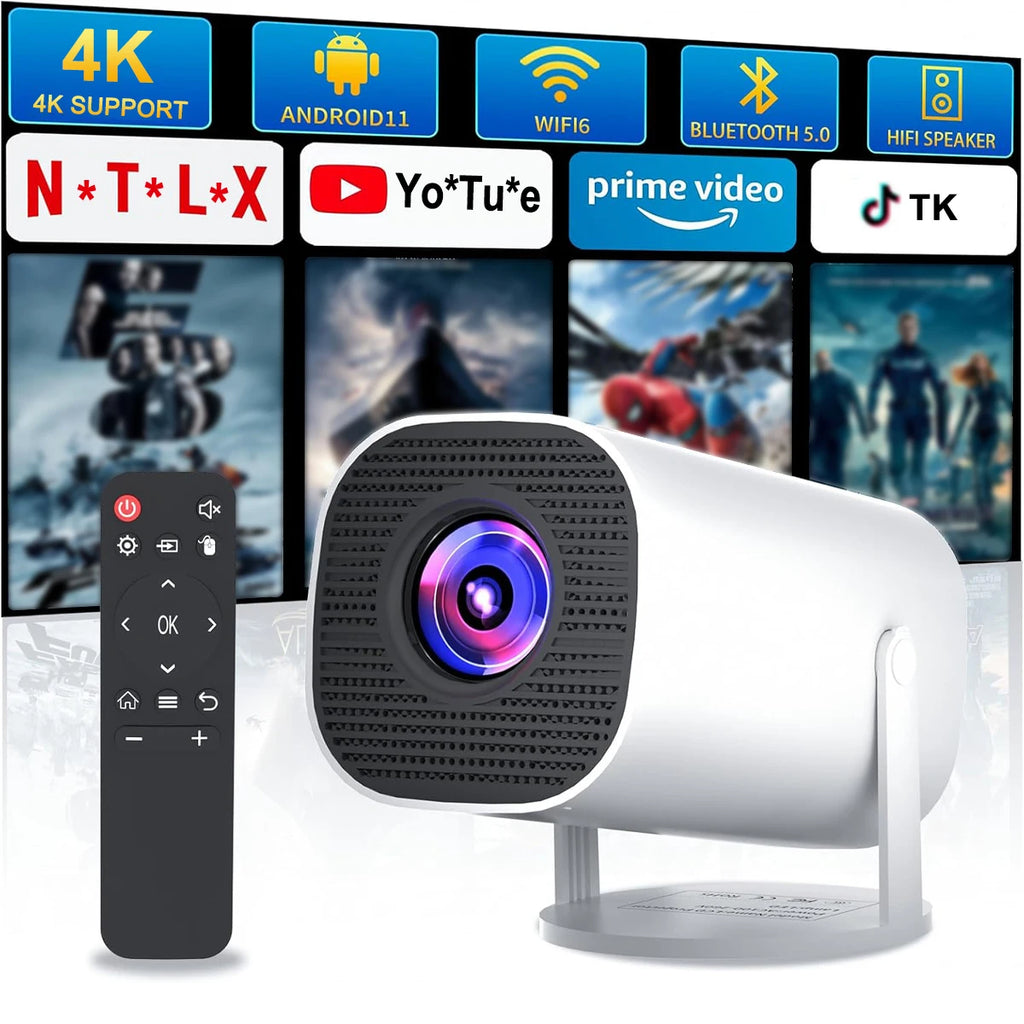 Smart Mini 4K Projector – Wi-Fi & Bluetooth Home Theater