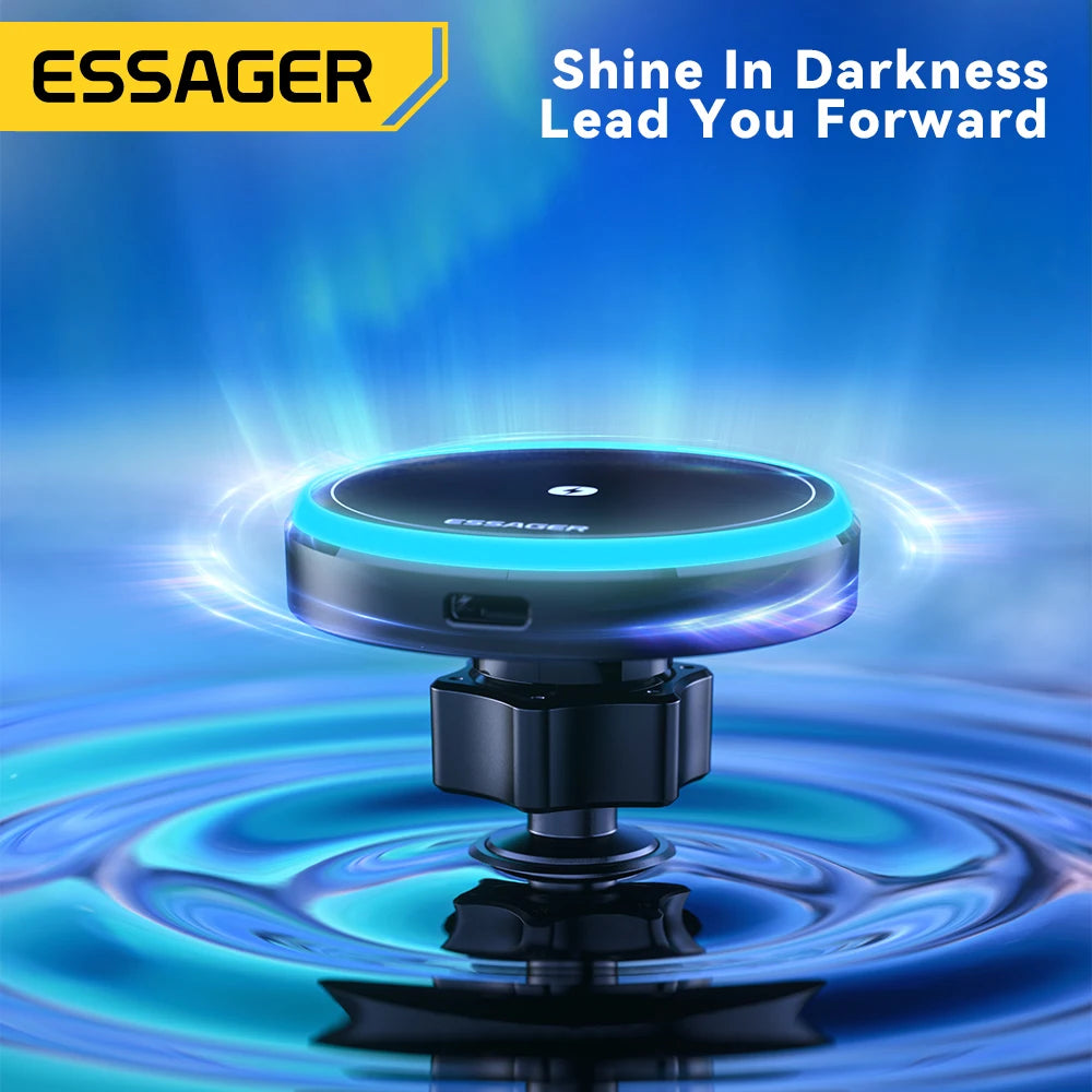 15W Magnetic Wireless Car Charger │ MagSafe Phone Mount │ LED Charging Holder