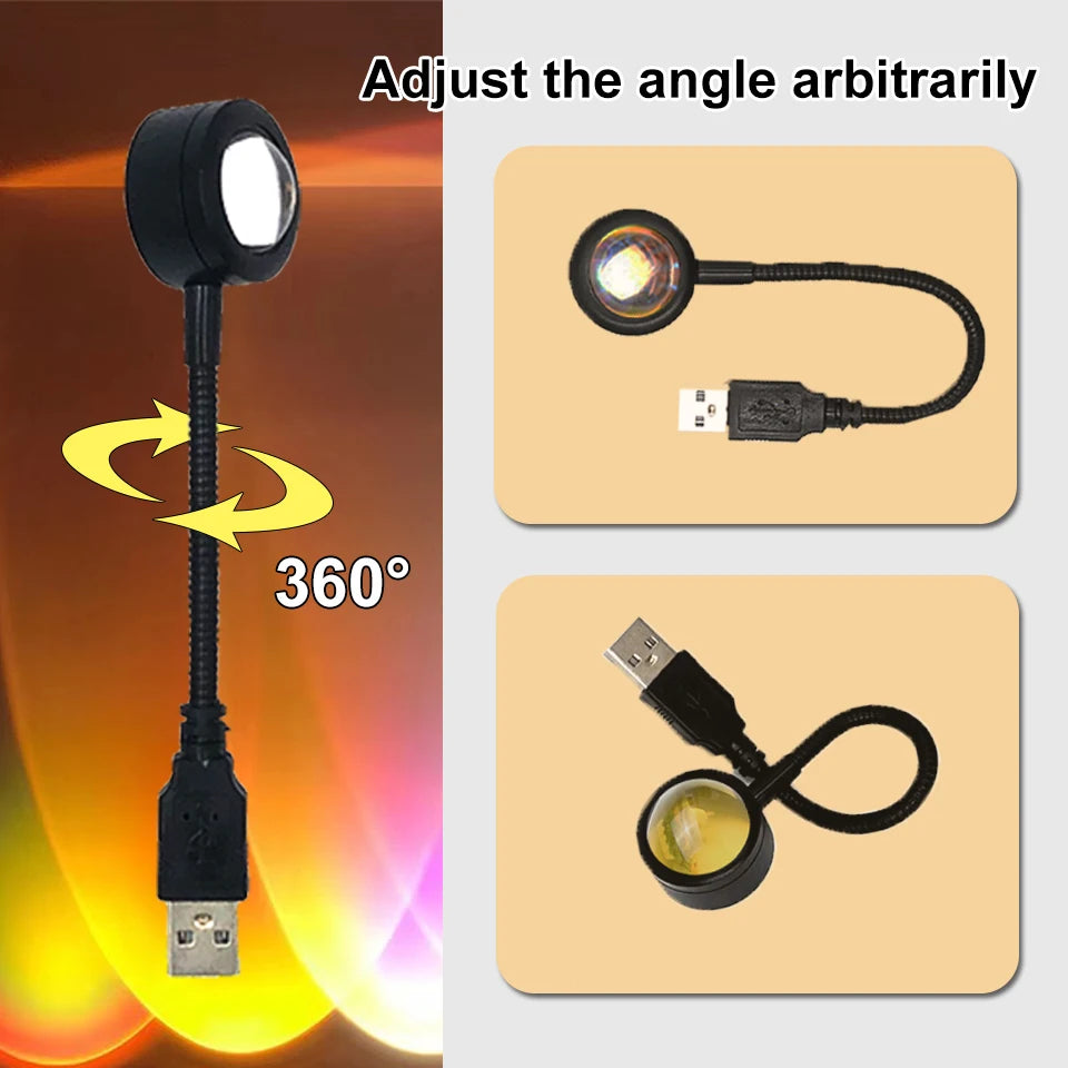 مصباح إسقاط الغروب USB لإضاءة الغرفة الجمالية