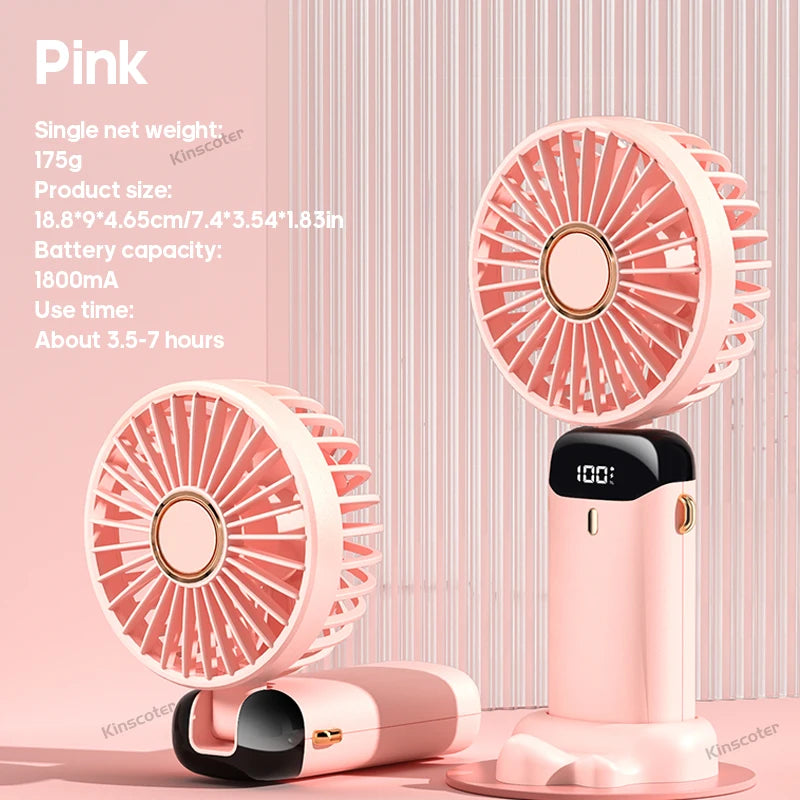 Portable Foldable Mini Fan with Phone Stand & LED Display
USB-C